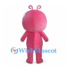 Pink Alien Mascot Costume with Curled Antennae
