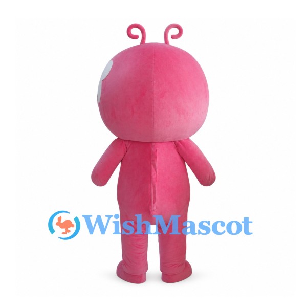 Pink Alien Mascot Costume with Curled Antennae