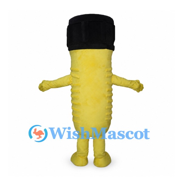 Yellow Flashlight Mascot Costume with Black Top