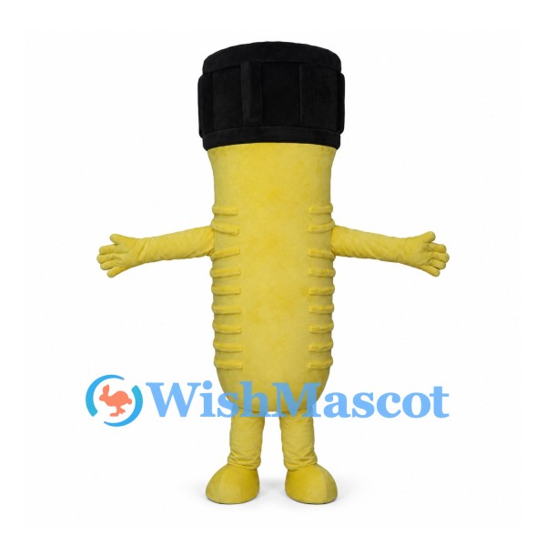 Yellow Flashlight Mascot Costume with Black Top