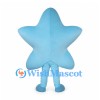 Light Blue Star Mascot Costume with Smiling Face