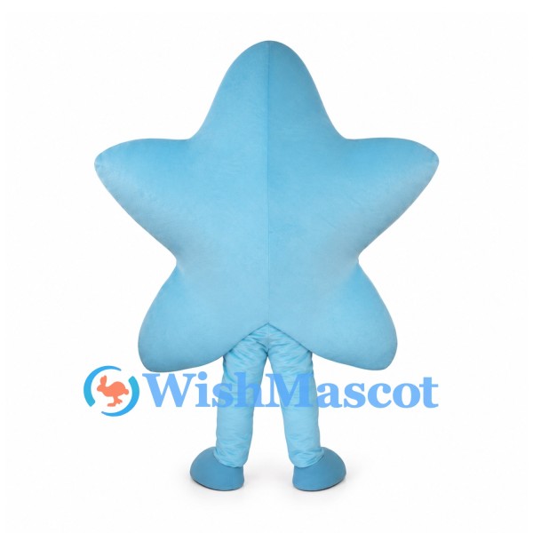 Light Blue Star Mascot Costume with Smiling Face