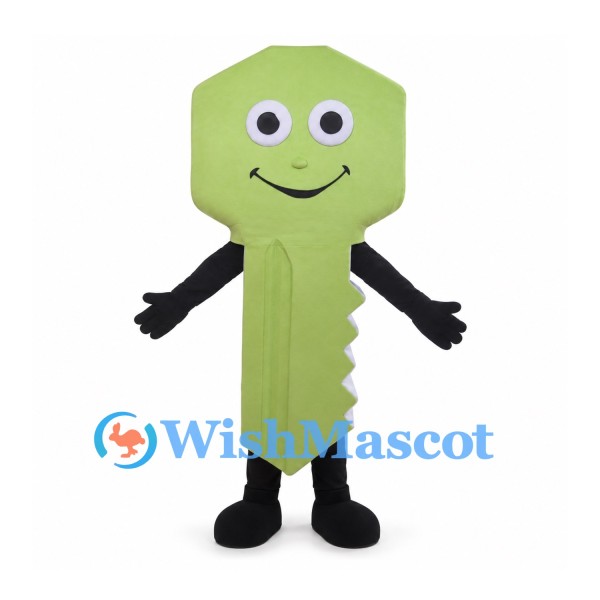 Green Key Mascot Costume with Black Arms and Legs