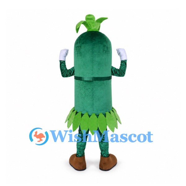 Bamboo Mascot Costume with Green Leaf Skirt