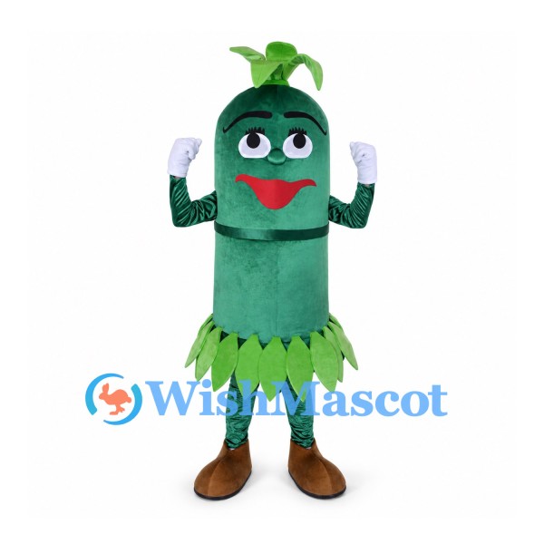 Bamboo Mascot Costume with Green Leaf Skirt