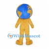 Earth Globe Mascot Costume with Blue Oceans and Yellow Continents