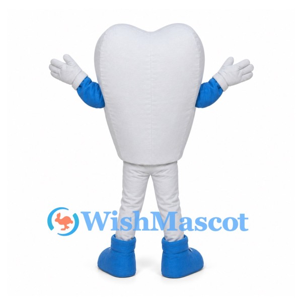 White Tooth Mascot Costume with Blue Gloves and Shoes