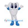 White Tooth Mascot Costume with Blue Gloves and Shoes