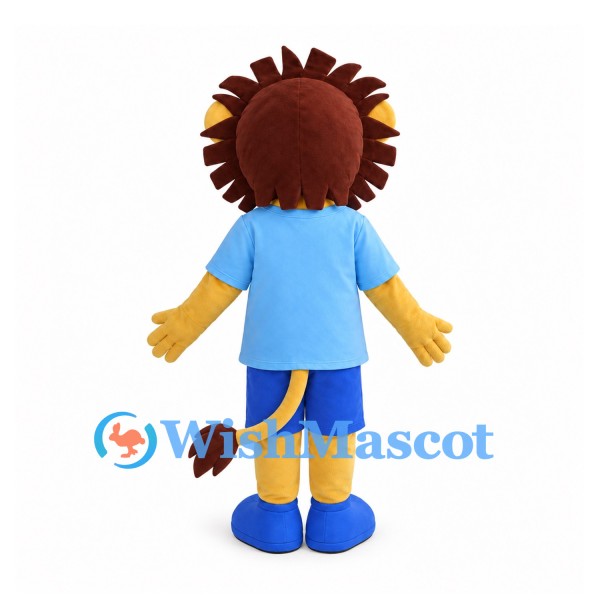 Lion Mascot Costume with Blue T-Shirt and Shorts