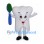 Tooth Mascot Costume with Blue and Green Toothbrush