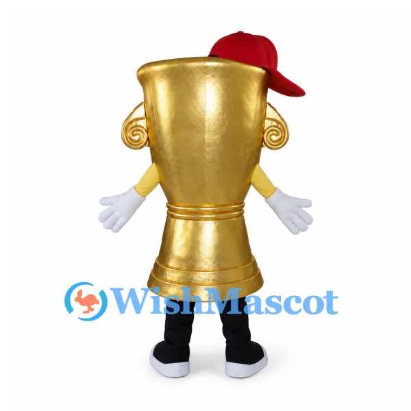 Gold Trophy Mascot Costume with Red Cap