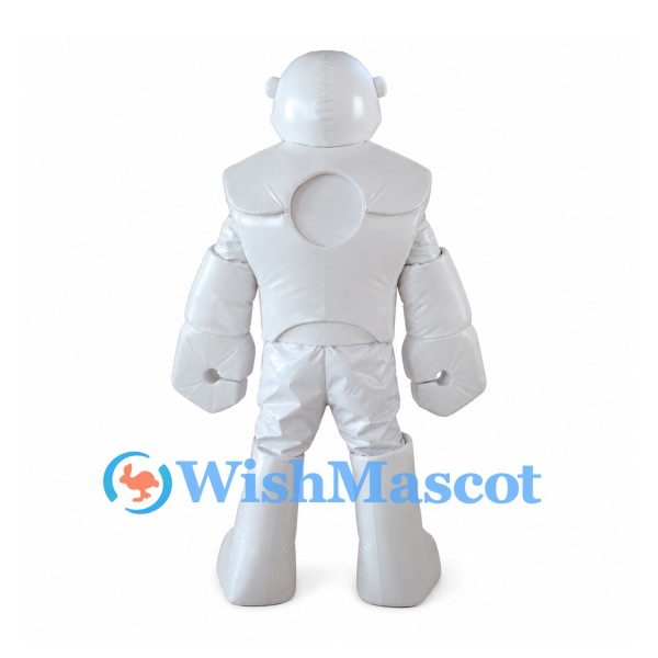 White Robot Mascot Costume with Rounded Armor Panels