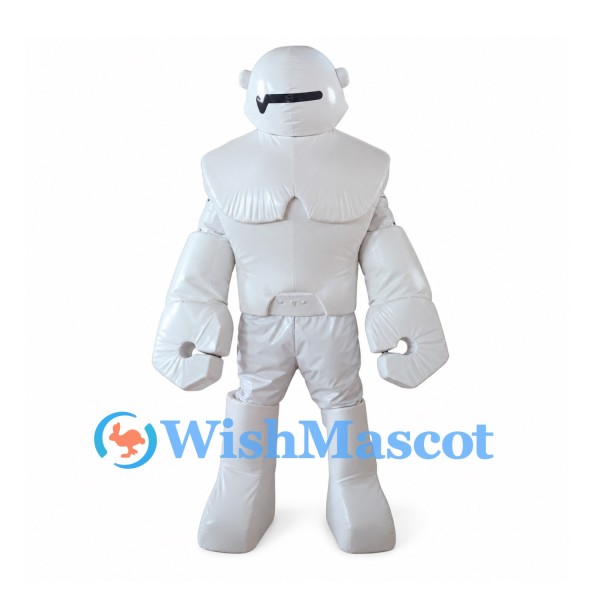 White Robot Mascot Costume with Rounded Armor Panels