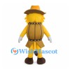 Cat Mascot Costume with Cowboy Hat and Brown Barrel Vest