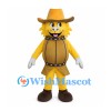 Cat Mascot Costume with Cowboy Hat and Brown Barrel Vest