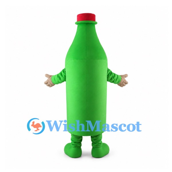 Green Bottle Mascot Costume with Red Cap