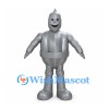 Silver Robot Mascot Costume with Rounded Body and Cone Head