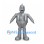 Silver Robot Mascot Costume with Rounded Body and Cone Head