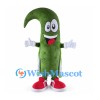 Cucumber Mascot Costume with White Apron and Red Shoes