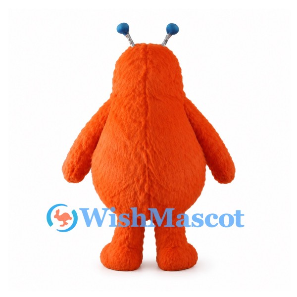 Orange Monster Mascot Costume with Blue Antennae