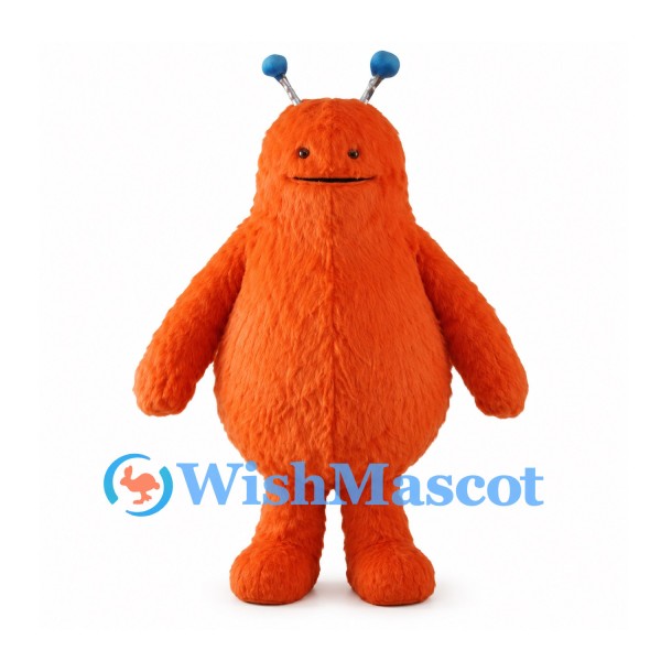 Orange Monster Mascot Costume with Blue Antennae