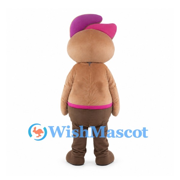 Boy Mascot Costume with Pink Pirate Hat and Brown Pants