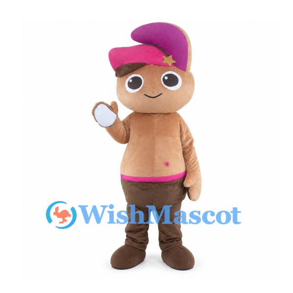 Boy Mascot Costume with Pink Pirate Hat and Brown Pants