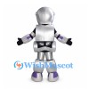 Silver Robot Mascot Costume with Purple Joint Details