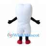 White Tooth Mascot Costume with Black Gloves and Red Shoes