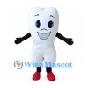 White Tooth Mascot Costume with Black Gloves and Red Shoes