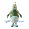 Grasshopper Mascot Costume with Green Vest and Drum