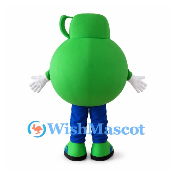 Green Kettlebell Mascot Costume with Blue Trousers