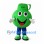 Green Kettlebell Mascot Costume with Blue Trousers