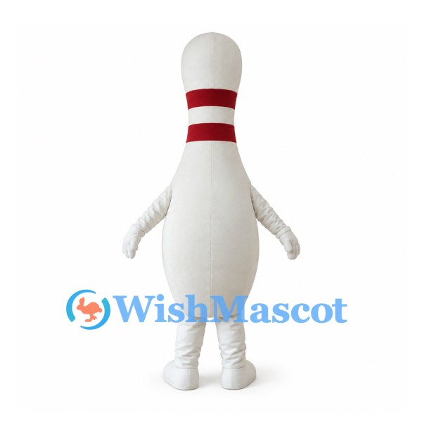 Bowling Pin Mascot Costume with Red Stripes