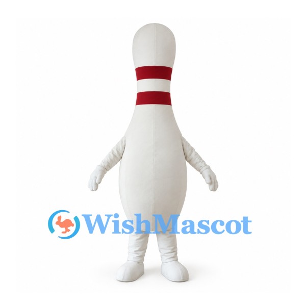 Bowling Pin Mascot Costume with Red Stripes