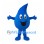 Blue Water Drop Mascot Costume with Curved Tip