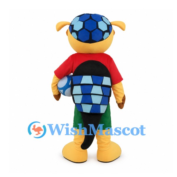 Lizard Mascot Costume with Red Shirt and Blue Shell Pattern
