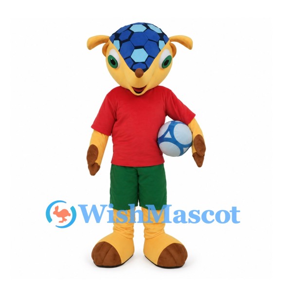 Lizard Mascot Costume with Red Shirt and Blue Shell Pattern