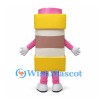 Battery Mascot Costume with Yellow Bands and Pink Top