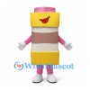 Battery Mascot Costume with Yellow Bands and Pink Top