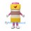 Battery Mascot Costume with Yellow Bands and Pink Top