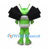 Green Robot Mascot Costume with Black Solar Panel Wings