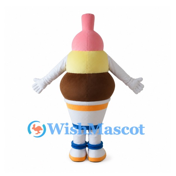 Ice Cream Mascot Costume with Pink Top and Chocolate Layer