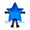 Blue Star Mascot Costume with Face Opening