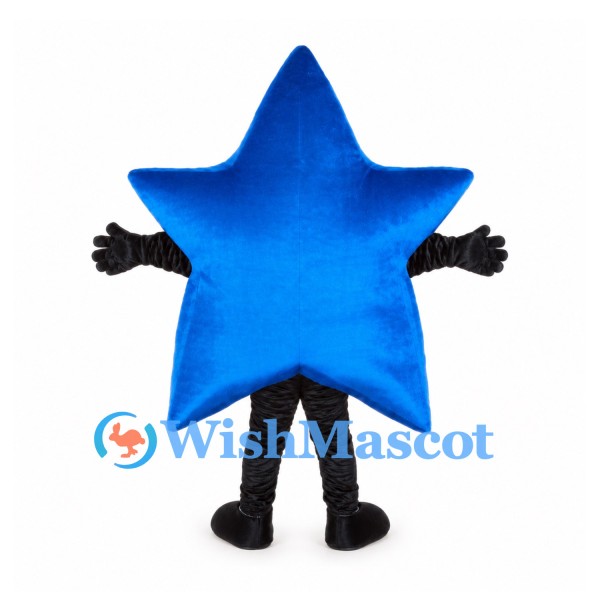 Blue Star Mascot Costume with Face Opening