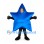 Blue Star Mascot Costume with Face Opening
