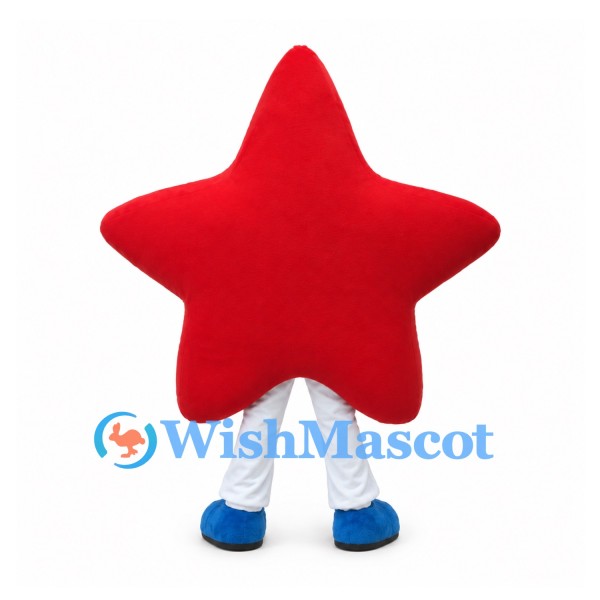 Red Star Mascot Costume with Blue Gloves and White Pants