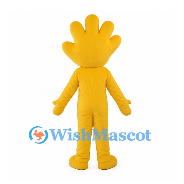 Yellow Hand Mascot Costume with Grinning Face