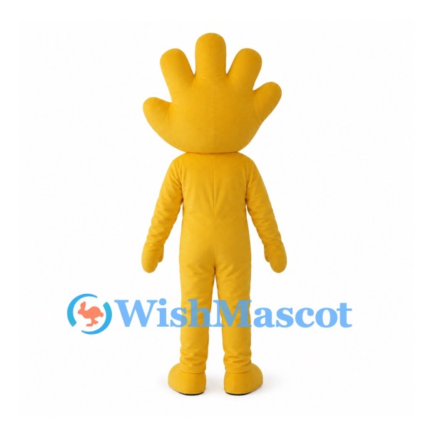 Yellow Hand Mascot Costume with Spiral Eyes