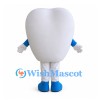 White Tooth Mascot Costume with Blue Eyes and Shoes